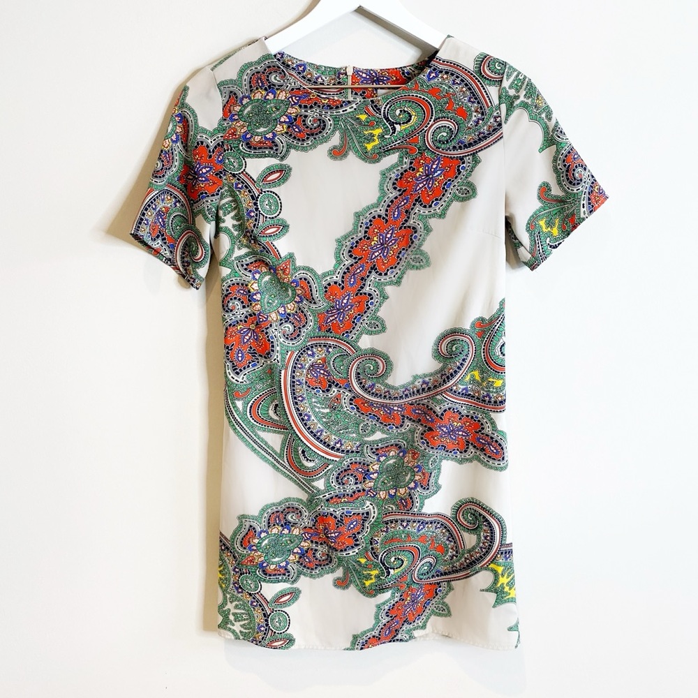 Ovi Grey Paisley Print Shift T-shirt Dress